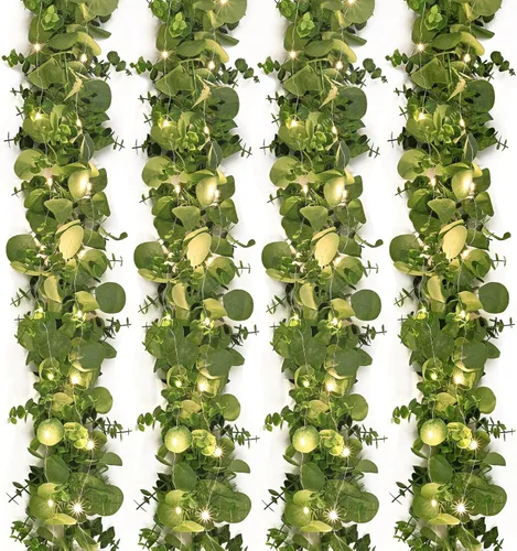 Vista 19 de Dolicer 2 Paquetes Guirnalda Artificial de Eucalipto de 6 Pies, Guirnalda de Vegetación Falsa Colgante Hojas de Eucalipto Dólar de Plata Falsas