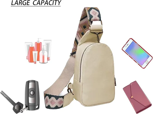 Vista 4 de Bolso de pecho para mujer bolso bandolera pequeño de piel sintética mochila de hombro para viajes senderismo