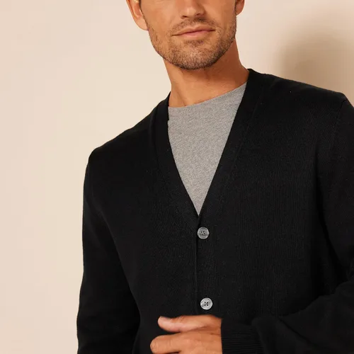 Vista 3 de Tienda Essentials Suéter tipo cárdigan de algodón para hombre