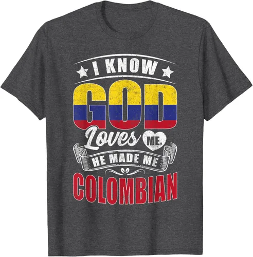 Vista 23 de Camiseta Colombia Flag God Loves Me Funny Colombians, Negro