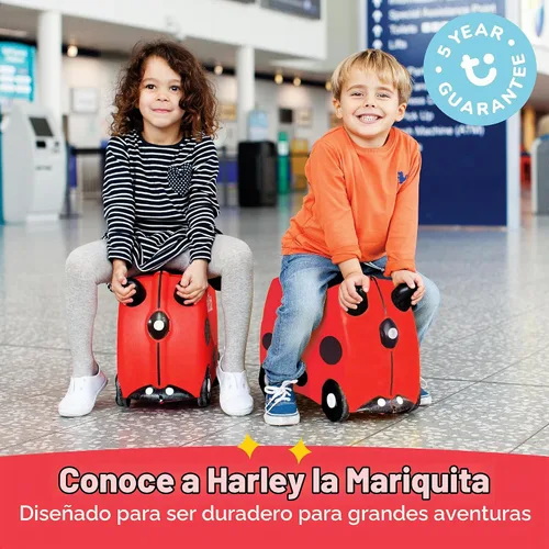 Vista 5 de Trunki Original Maleta para Niños con Ruedas para Montar y Equipaje de Mano Harley (rojo)