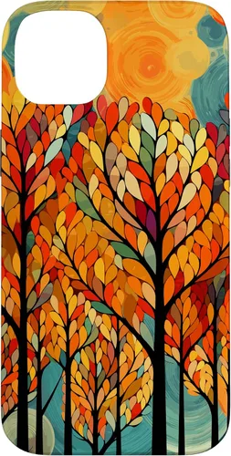 Vista 15 de iPhone 16 Otoño y coloridas hojas y árboles de otoño, funda temática de color de otoño