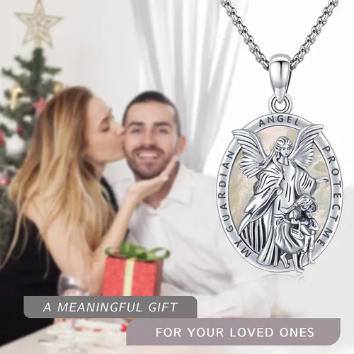 Vista 7 de Collar con colgante de San MiguelSan CristóperSan SebastiánGuadalupeÁngel de la GuardaSanta MuerteJudeJoseph para hombres y mujeres, plata de ley