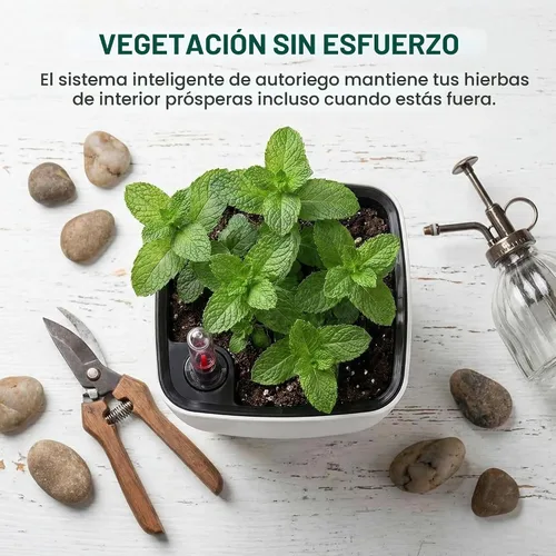Vista 5 de yarlung Paquete de 6 macetas de riego automático con indicador de nivel de agua, macetas de plástico de 5 pulgadas para plantas