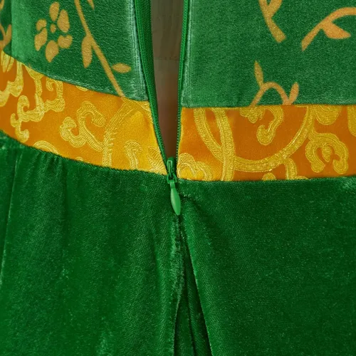 Vista 8 de Willyacos Disfraz de princesa para mujer, vestido de cosplay de terciopelo verde, traje de Halloween