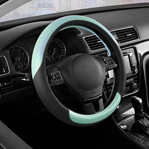 Vista 14 de Road Comforts Funda para Volante – Funda para Volante de Cuero Transpirable, Agarre Antideslizante, Ajuste Universal de 14.5" a 15", Resistente al