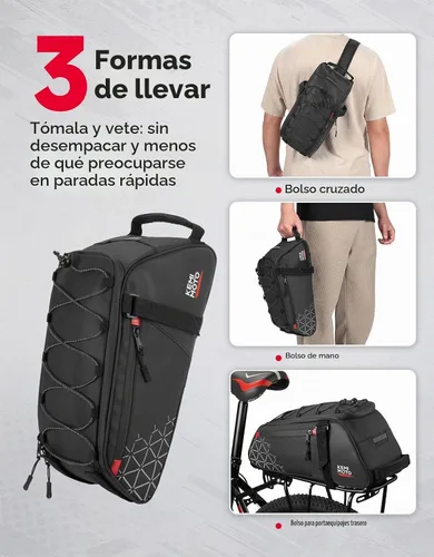 Vista 5 de KEMIMOTO Bolsa trasera para portabicicletas - 8L PVC resistente al agua Negro