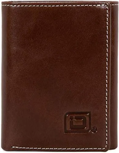 Vista 7 de Billetera de hombre de cuero legítimo con plegado tríptico y protección completa RFID- Cuero rugoso de exquisita calidad, M, Negro