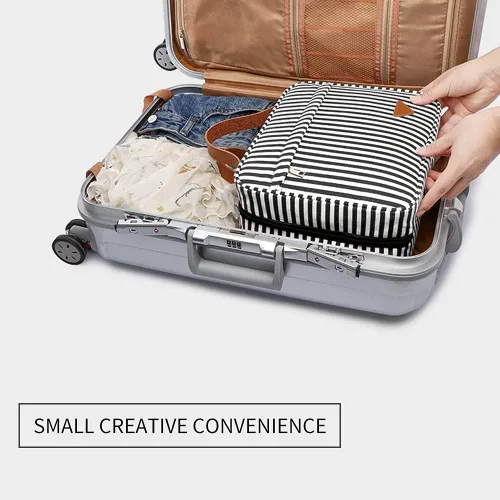 Vista 5 de Lmbabter Bolsa de maquillaje colgante de viaje, bolsa de aseo impermeable, gran almacenamiento para viajes, baño, mujeres y hombres, Negro-blanco