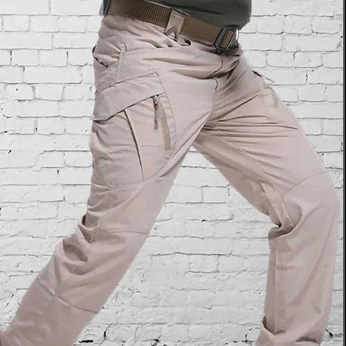 Vista 3 de Uillui Pantalones tácticos impermeables para hombre, pantalones de trabajo elásticos flexibles, ajuste relajado, pantalones cargo Ripstop