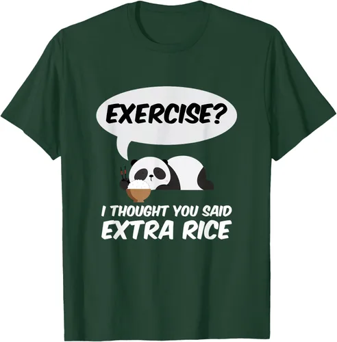 Vista 96 de ¿Ejercicio? I Thought You Said Extra Rice Panda Gift T-Shirt, Negro, S