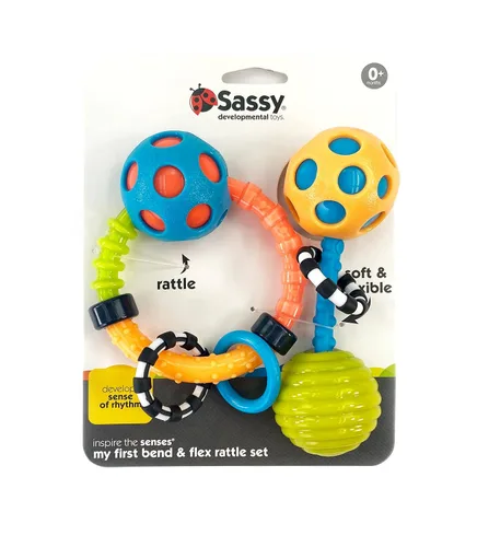 Vista 2 de Sassy My First Bend & Flex - Juego de sonajero de 2 piezas, para mayores de 0 meses
