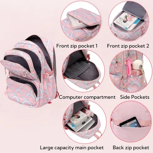 Vista 5 de Mochila para niños y niñas con lonchera para la escuela combo de lonchera