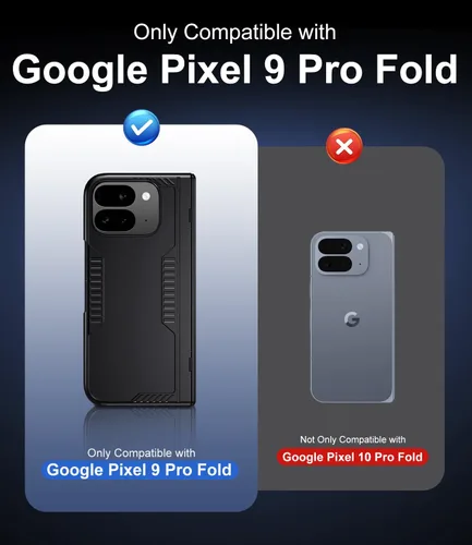 Vista 2 de Kaiiecal Funda plegable para Google Pixel-9-Pro: Funda delgada con soporte de bisagra con protector de pantalla - Soporte de carga inalámbrica