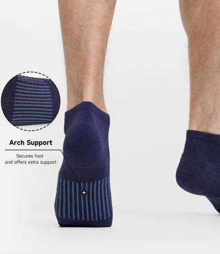 Vista 14 de BAMBOO COOL Calcetines atléticos de tobillo para hombre con acolchado y absorción de humedad, calcetines de malla para correr de corte bajo