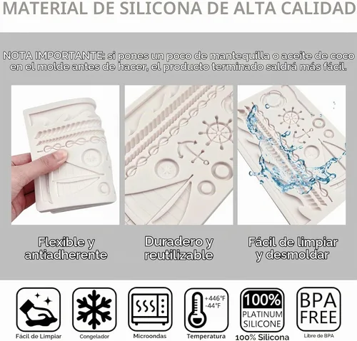 Vista 6 de Moldes de silicona para velero, diseño pirata de timón, molde para fondant
