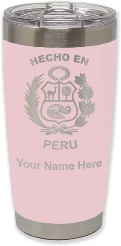 Vista 12 de LaserGram Vaso aislado al vacío de 20 onzas, hecho en Perú, grabado personalizado incluido (negro)