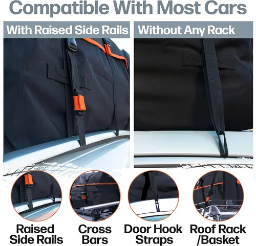 Vista 2 de RoofPax Bolsa de transporte de carga extra impermeable para techo de 15 cft, doble cremallera resistente a la intemperie, alfombrilla integrada, 10