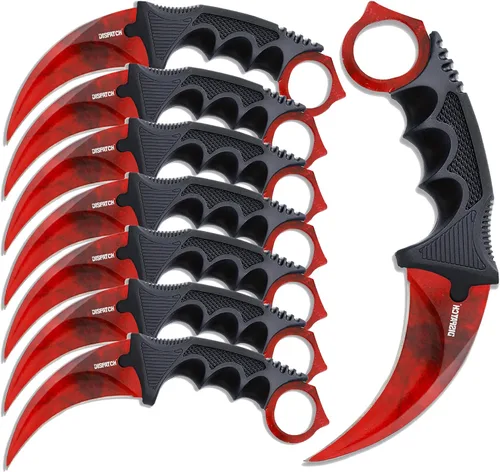 Vista 12 de Dispatch Karambit Cuchillo táctico de hoja fija para acampar, cuchillo de caza al aire libre con funda y cable, adecuado para senderismo, aventura