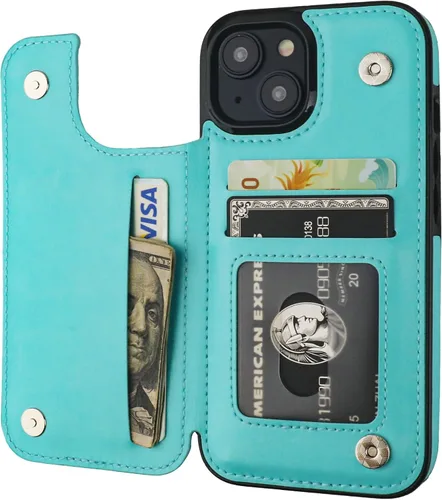 Vista 12 de ONETOP Compatible con iPhone 15 Funda Tipo Cartera con Soporte para Tarjetas, Funda de Cuero PU con Soporte y Ranuras para Tarjetas, Doble Cierre
