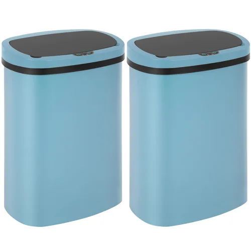 Vista 18 de Cubo de basura de cocina de 13 galones con tapa, cubo de basura automático sin contacto para cocina, cubo de basura de plástico PP con sensor de Azul
