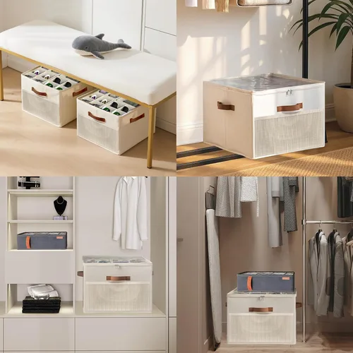 Vista 2 de Paquete de 2 organizadores de zapatos para armario con caja organizadora de calcetines, caja organizadora de zapatos plegable con divisores
