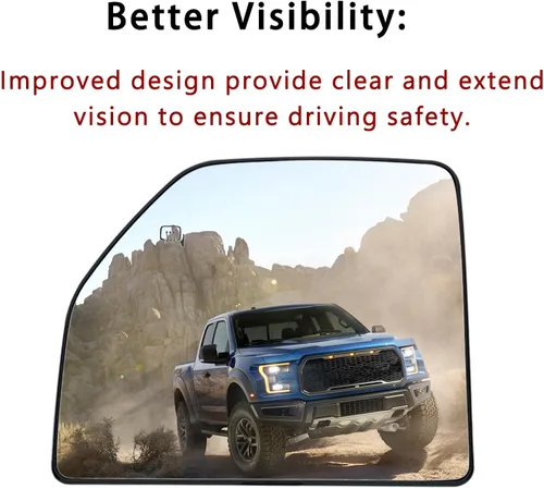 Vista 3 de Reemplazo de cristal del espejo superior calefactado del lado izquierdo del conductor para Ford F150 2015-2020 2017-2020 Ford F250 F350 – Espejo