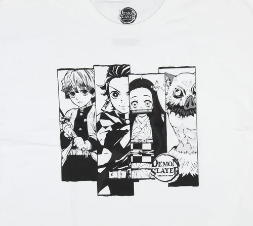 Vista 2 de Demon Slayer Kimetsu No Yaiba White Panels - Camiseta para niñas, talla extra grande