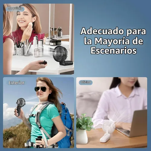 Vista 6 de [Paquete de 2 ventiladores portátiles de mano] Ventilador de mano personal para viajes, ventilador de cuello de pestañas plegable con pantalla