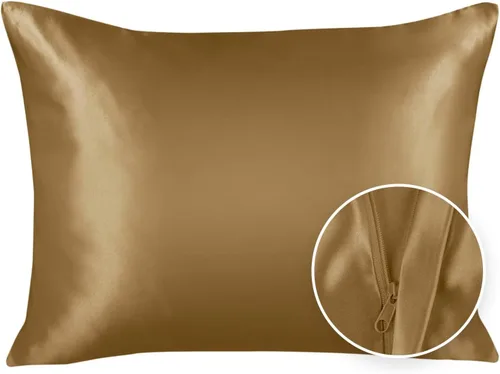 Vista 57 de ShopBedding - Lujosa funda de almohada de satén para el cabello, 2 unidades, satinada, estándar, con cremallera, estampado de cebra marrón