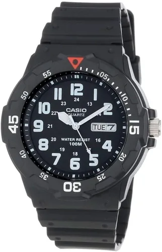 Vista 5 de Casio MRW200H Series Unisex Analog Watch 100M WR Stainless Steel Case Resin Band 2 Hand Analog (HR, Min, SEC) Date Display Screw Down