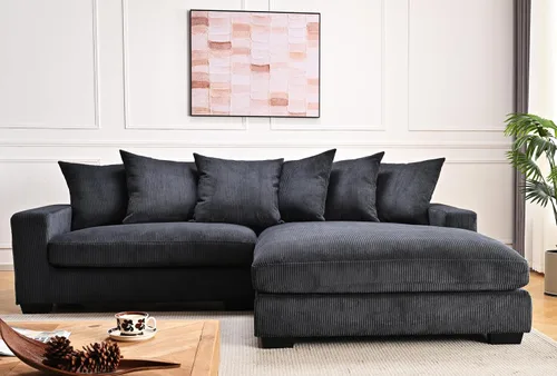 Vista 3 de Container Furniture Direct Luxe - Sofá modular de dos piezas de gran tamaño para sala de estar, sofá en forma de L de 102.4 pulgadas con diván, Negro