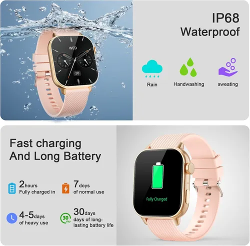 Vista 5 de MFVLP Reloj inteligente para hombres y mujeres, 1.85 pulgadas AMOLED HD reloj de fitness con más de 120 modos deportivos, llamada Bluetooth