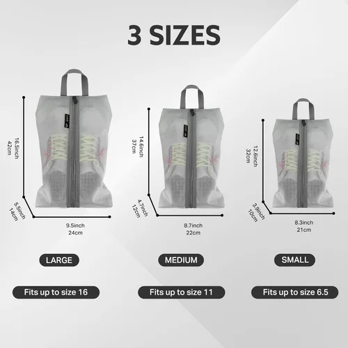 Vista 2 de Luvsusu Bolsas de zapatos esenciales de viaje, resistentes al agua, para hombres y mujeres, organizador portátil de almacenamiento de zapatos
