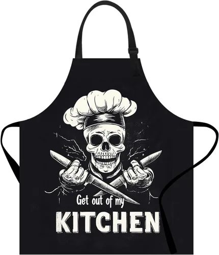 Vista 17 de Delantal de cocina para el hogar, cocina, horneado, jardinería, para mujeres y hombres, con bolsillos, delantal impermeable, 32 x 28 pulgadas
