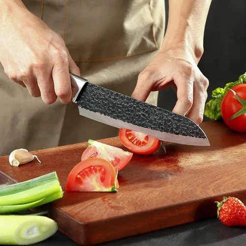 Vista 4 de 3 piezas de cuchillo de chef, juego de cuchillos de chef Little Cook, incluye cuchillo de chef de 7 pulgadas, cuchillo de carnicero de 7 pulgadas