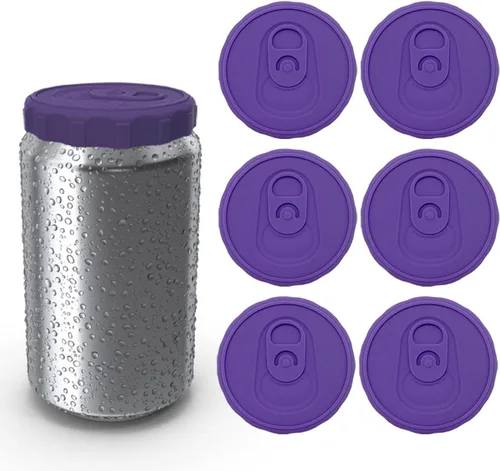 Vista 9 de Tapas de silicona para latas de soda, paquete de 6 fundas de silicona reutilizables, tapón o protector para refrescos, cerveza, bebidas, jugo