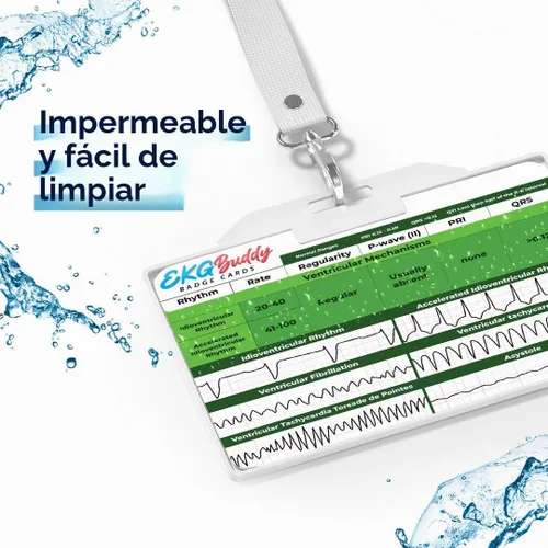 Vista 6 de Set de 5 tarjetas de interpretación de ECG de EKG Buddy - Tarjetas de ECG para enfermeras doble cara, guía de ritmo, hoja de trampa de ECG, tiras