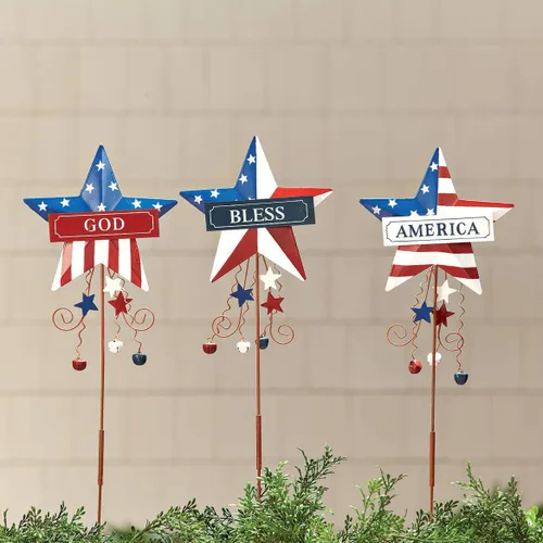 Vista 2 de Estacas metálicas God Bless America de Holiday PeakTM