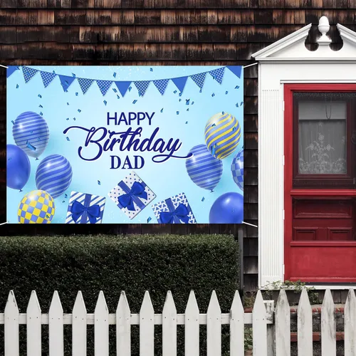 Vista 5 de Cartel de fondo de feliz cumpleaños para papá, fondo de fiesta de cumpleaños de padre y hombre, decoración de fondo de fotografía de cumpleaños