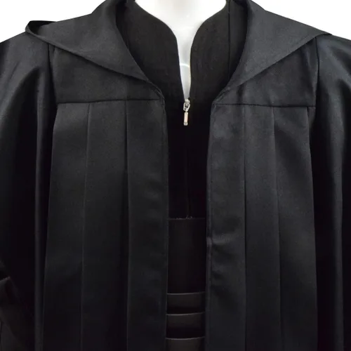 Vista 5 de Disfraz de Darth Maul para niños, túnica negra Jedi, conjunto completo de uniforme de Darth con capucha, traje de Halloween y cosplay