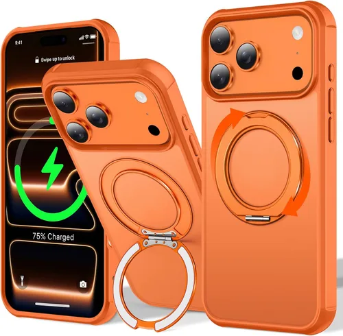 Vista 133 de UMIONE - Funda con diseño de anillo magnético giratorio de 360° para iPhone 11, soporte de bucle invisible integrado, compatible con Magsafe, funda
