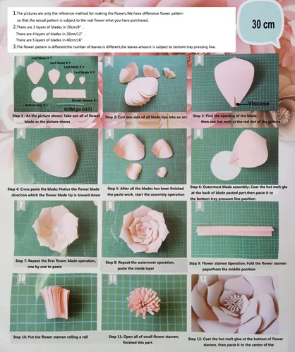 Vista 4 de Decoración de flores de papel gigantes para boda, fiesta, telón de fondo de flores, flores hechas a mano para guardería, decoración de pared de Crema