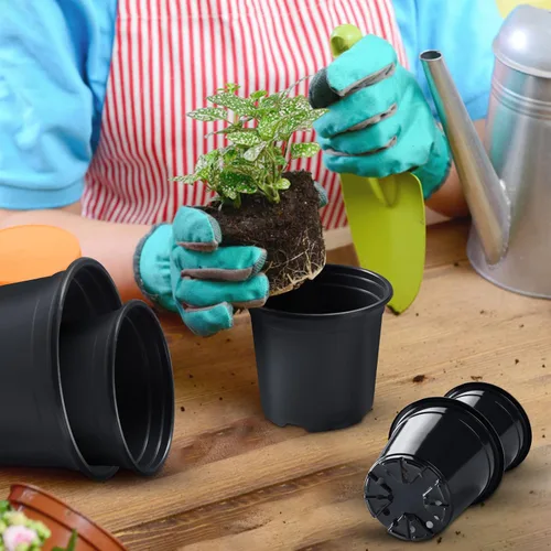 Vista 7 de Oubest Paquete variado de 50 macetas de plástico para plantas, varios tamaños, macetas de plántulas con agujeros de drenaje, macetas para interiores