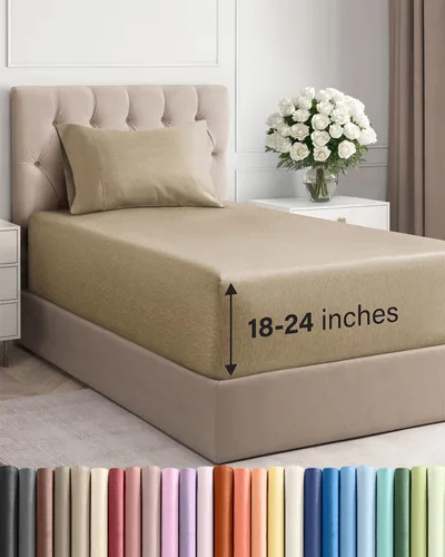 Vista 98 de Sábanas individuales de bolsillo extra profundo, sábanas transpirables y refrescantes de 3 piezas, juego de sábanas de lujo para hotel, suaves, sin