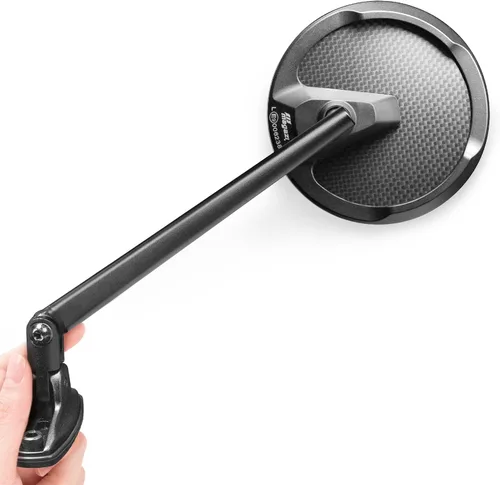 Vista 10 de KiWAV Aftermarket - Espejos retrovisores laterales redondos Mamba real fibra de carbono negro convexo ajustable M8 0.315 in 1.25 adaptadores de paso
