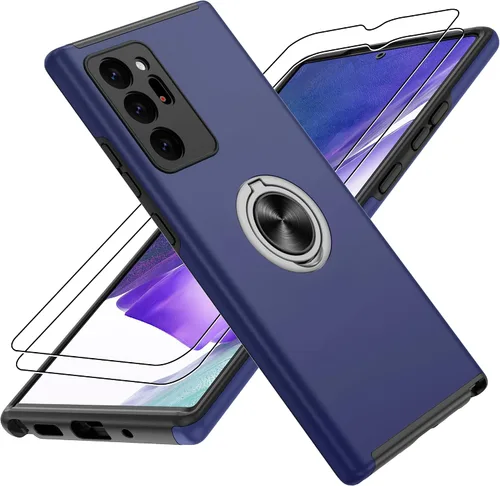 Vista 45 de Gritup - Funda para Galaxy A05S con protector de pantalla HD×2, funda protectora para teléfono a prueba de golpes con soporte magnético de anillo