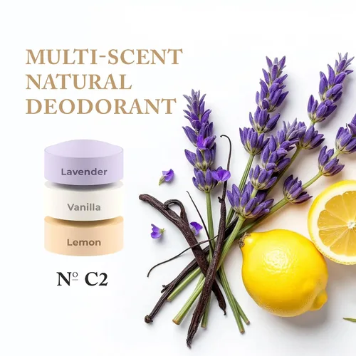 Vista 4 de Nevo Desodorante en barra multi aroma con capas Desodorante sin aluminio para mujeres y hombres Todo natural, orgánico, vegano, no tóxico