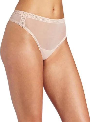 Vista 3 de OnGossamer Tanga de malla de corte alto para mujer Negro