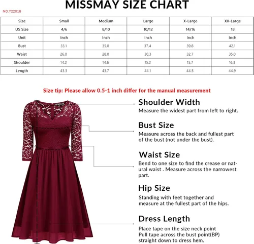 Vista 6 de MISSMAY Vestido de fiesta de dama de honor formal de encaje con cuello en V